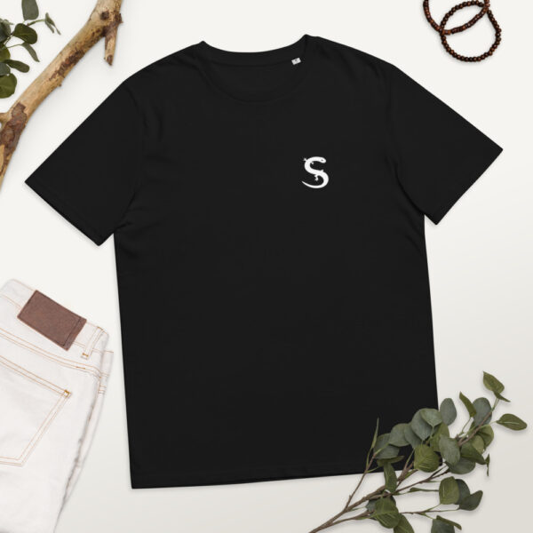 unisex organic cotton t shirt black front 61913c4186d42