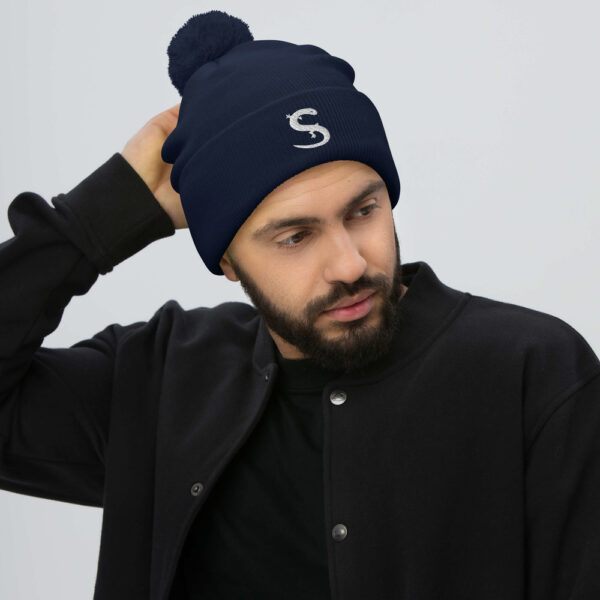 pom pom knit cap navy front 61b7dc1ed9799