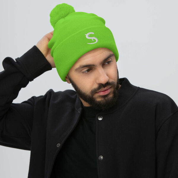 pom pom knit cap neon green front 61b7dc1eda052